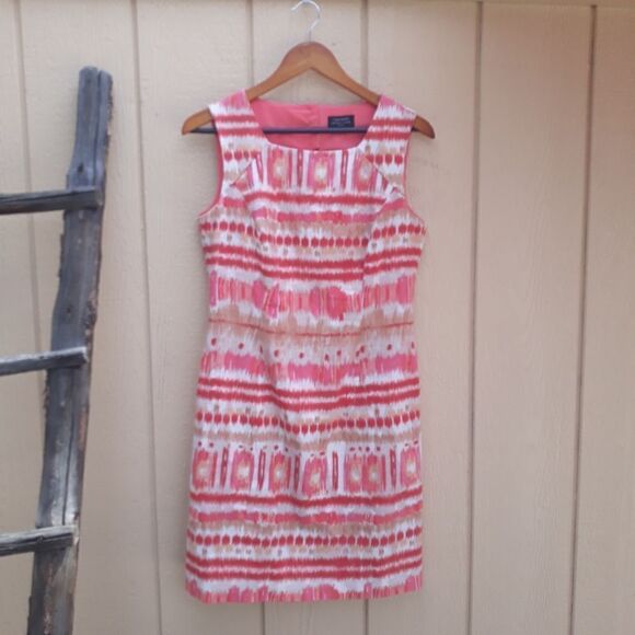 Tahari Dress Linen Sheath Aztec Hieroglyphic - Picture 2 of 8